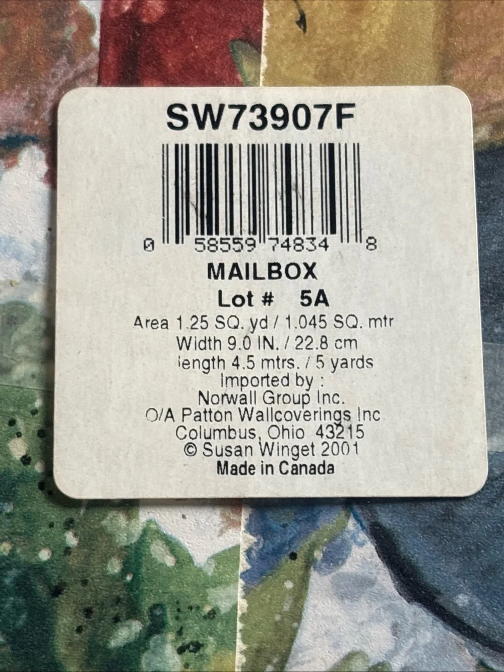 Norwall Group Inc. `mailbox ' Lot#5A 5 yds Wallpaper Boarder 2001 New VTG